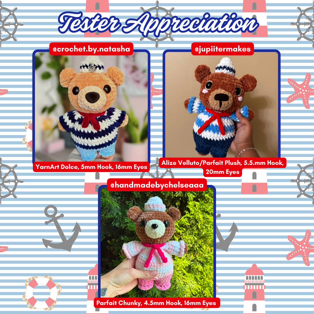 DIGITAL DOWNLOAD – Crochet Skipper the Sailor Bear Pattern
