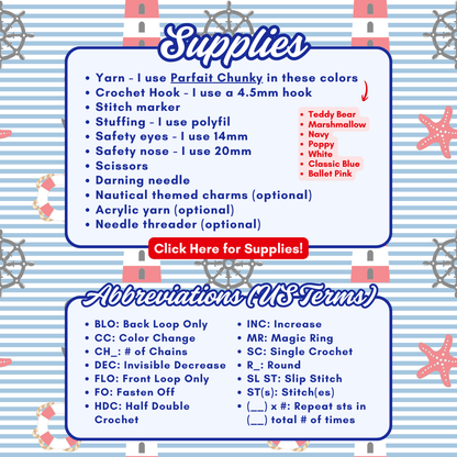 DIGITAL DOWNLOAD – Crochet Skipper the Sailor Bear Pattern
