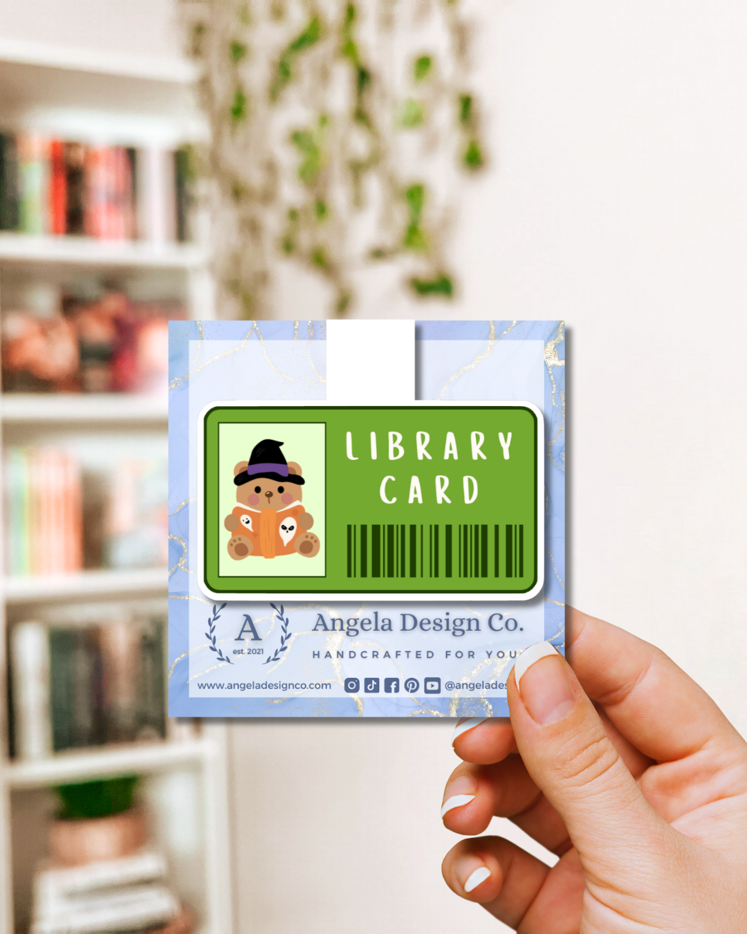 Spooky Bear Library Card Magnetic Bookmark