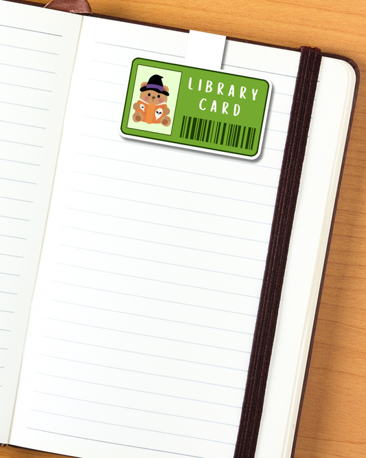 Spooky Bear Library Card Magnetic Bookmark