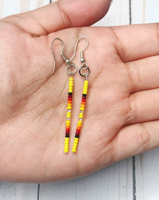 Yellow Fire Color Single Strand Earrings