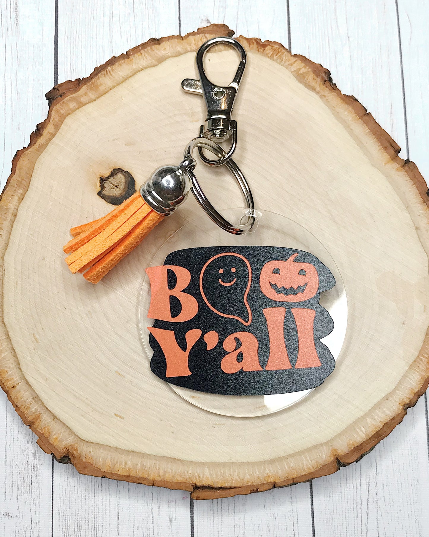 Black & Orange Boo Y’all Acrylic Keychain